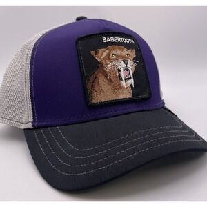 RARE Goorin Bros Purple Sabertooth Trucker Cap Patch Snap Back‎ Authentic